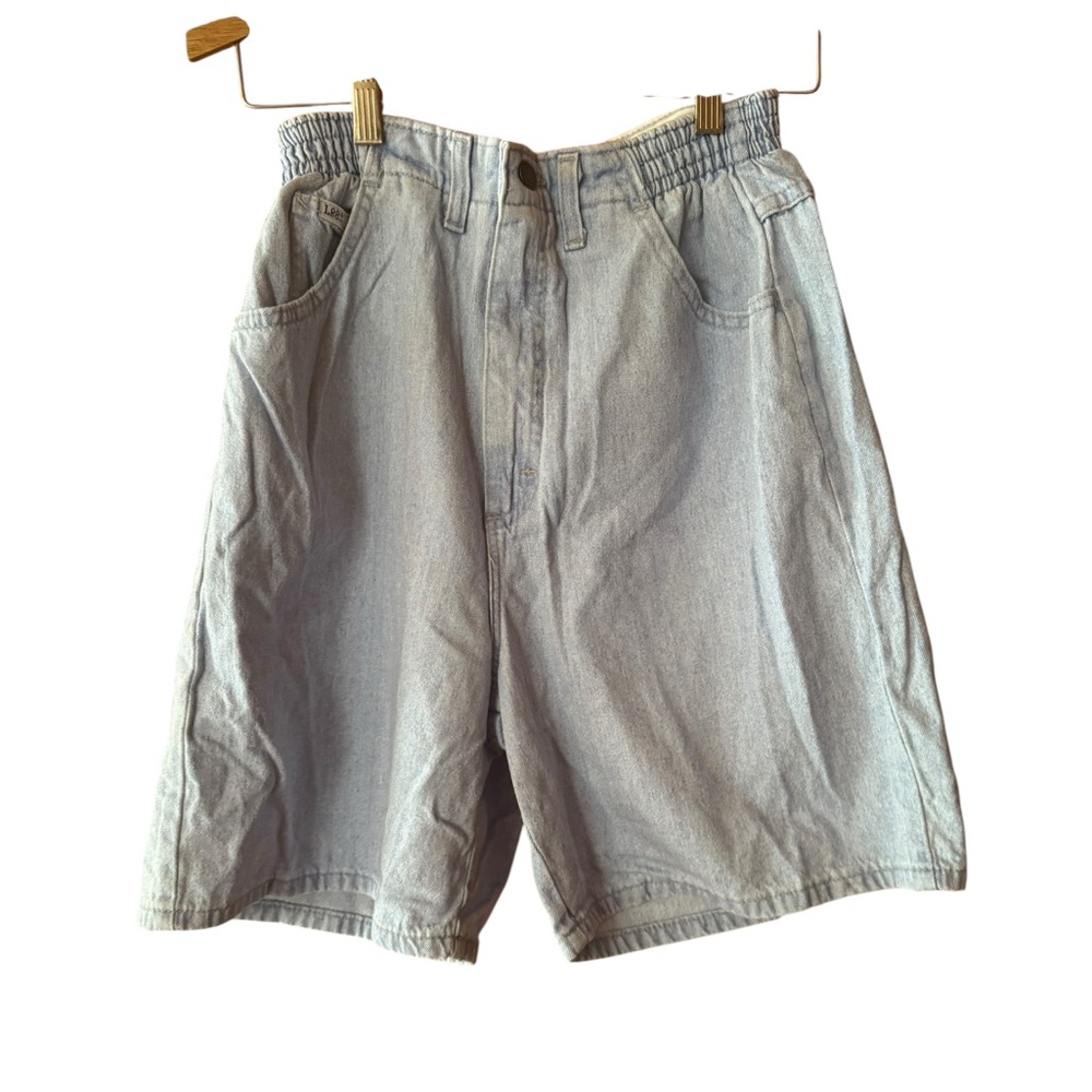 Deadstock 1990s Lee 100% Cotton High-Waist Side Elastic Light Wash Denim Shorts